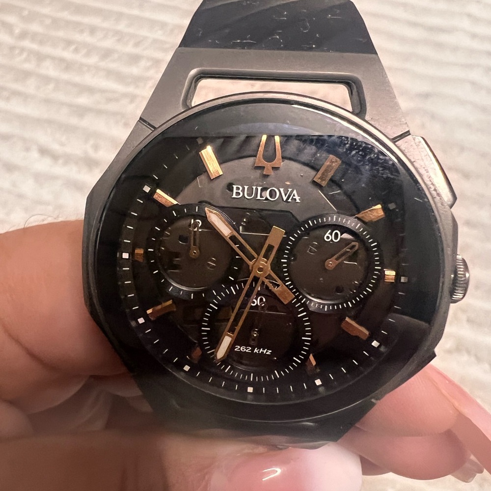 Bulova Chronograph with Black and Gold Tones